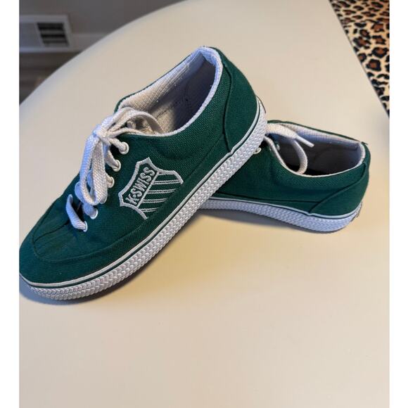 K-swiss Womens Low-Top Canvas Green Size 7 Retro Style Lace-up - Picture 3 of 8